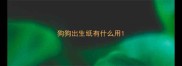 狗狗出生纸有什么用