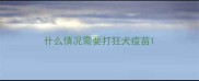 什么情况需要打狂犬疫苗