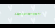 小猫多大就不能打疫苗了