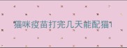 猫咪疫苗打完几天能配猫