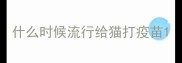 什么时候流行给猫打疫苗