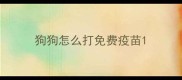 狗狗怎么打免费疫苗