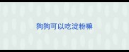 狗狗可以吃淀粉嘛