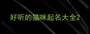 好听的猫咪起名大全