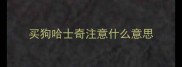 买狗哈士奇注意什么意思