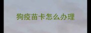 狗疫苗卡怎么办理